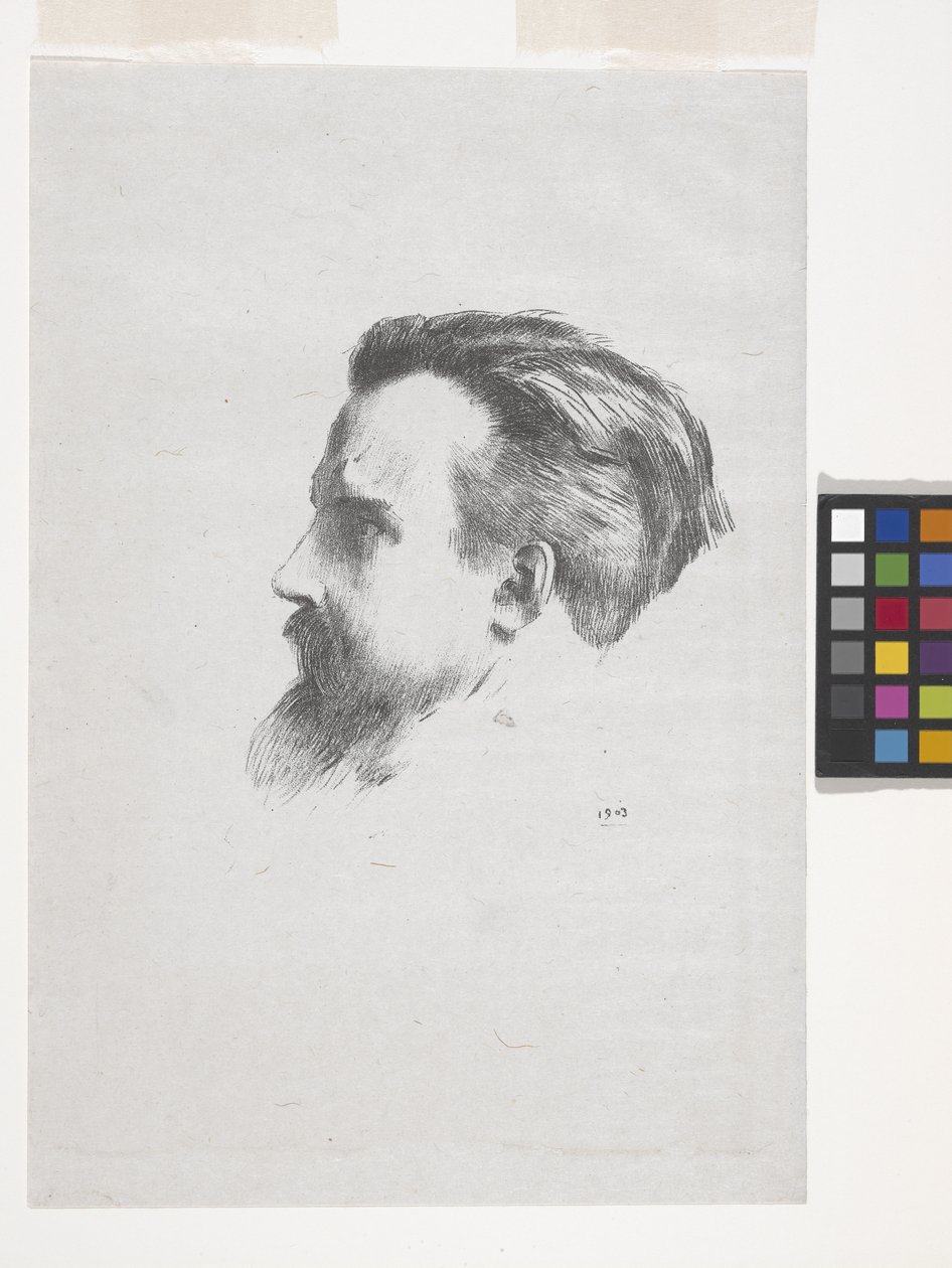 Maurice Denis (litografía sobre papel chine volant) de Odilon Redon