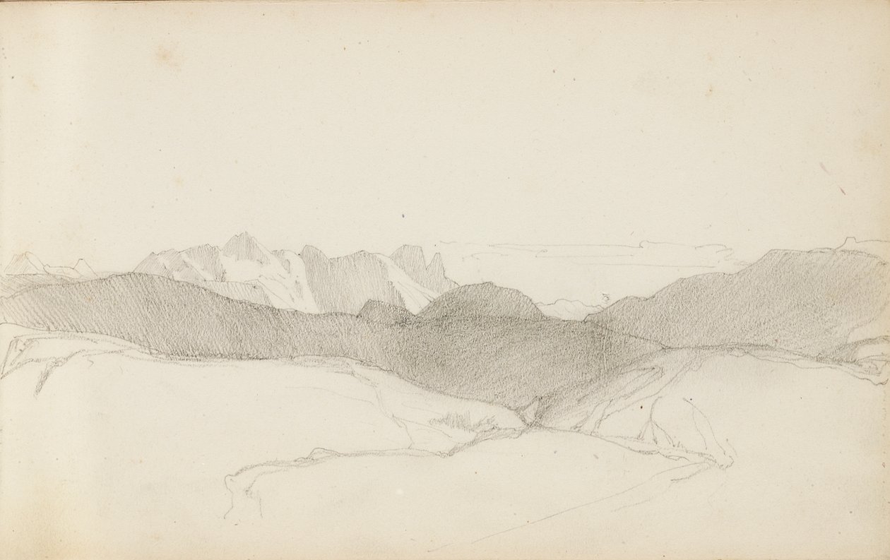 Página de un cuaderno de bocetos, "El País Vasco", 1862-63 de Odilon Redon