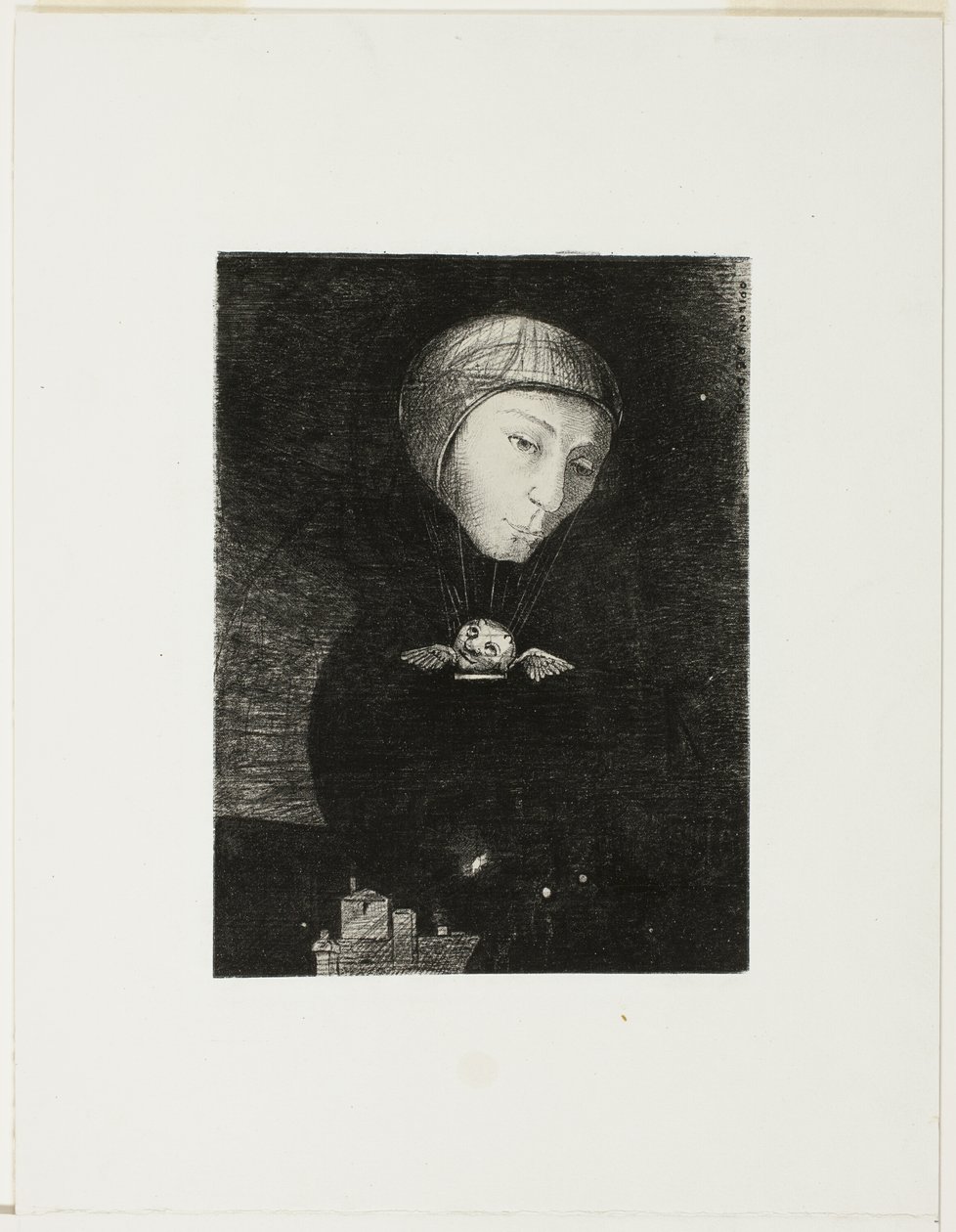 Triste ascenso, lámina nueve de En sueños de Odilon Redon