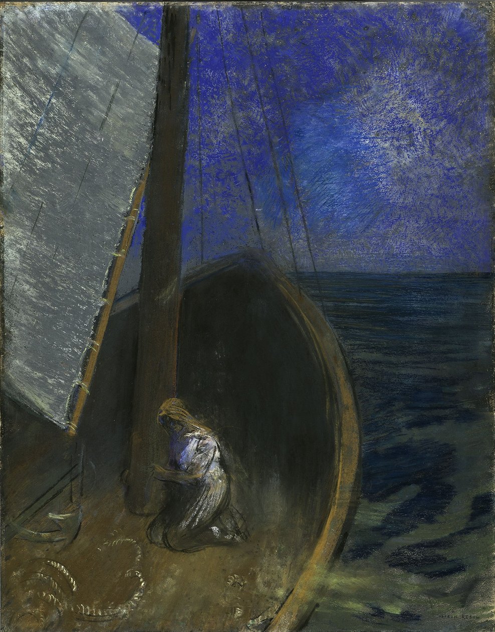 Santa mujer en una barca de Odilon Redon