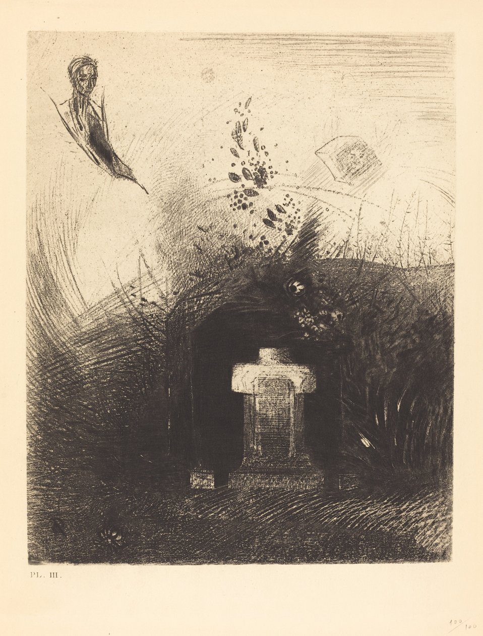Si en una noche oscura y cerrada un buen cristiano, por caridad, detrás de alguna vieja ruina, entierra tu cuerpo arqueado de Odilon Redon