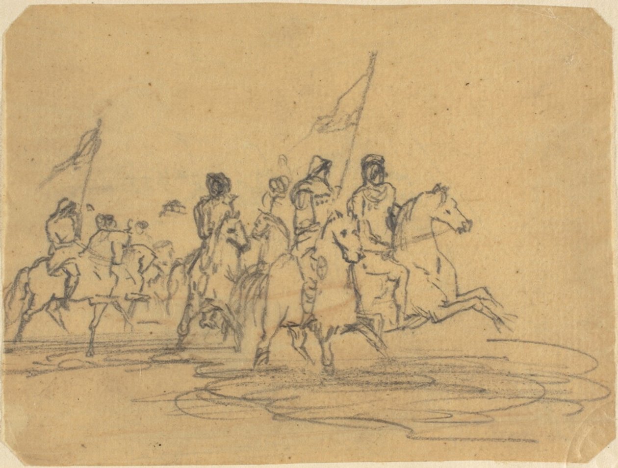 Boceto para el primer grabado de Redon, El vado (M. 2) de Odilon Redon