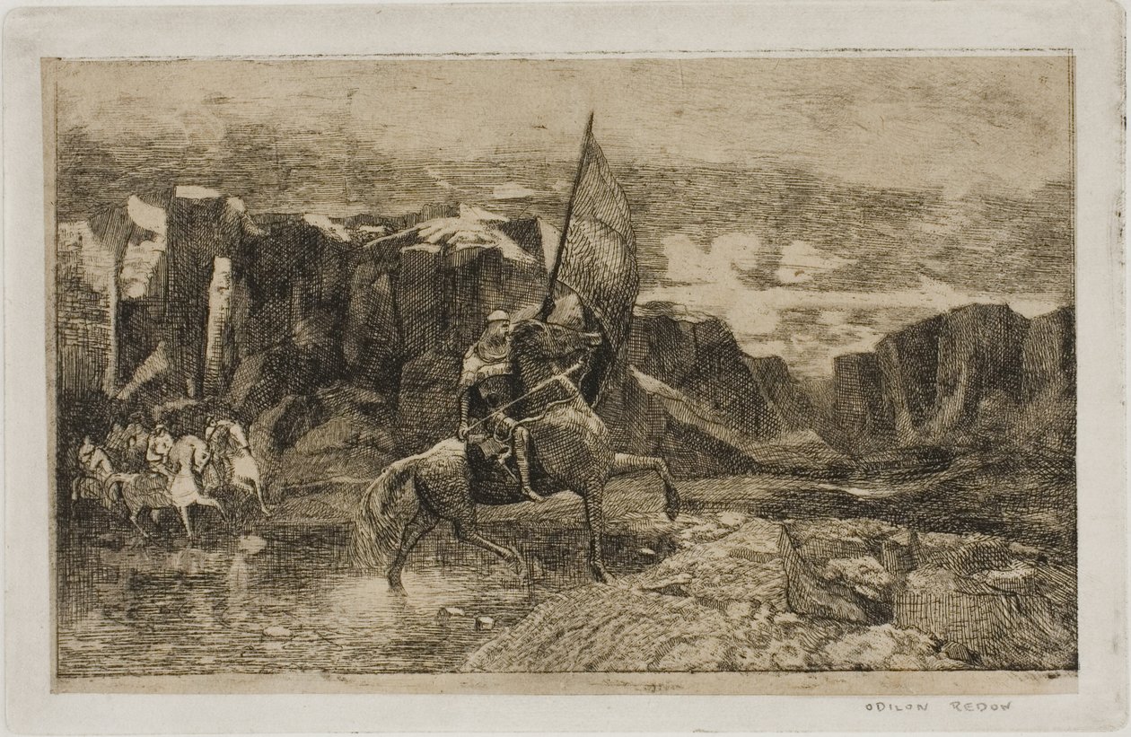 Abanderado Cruzando un Arroyo de Odilon Redon