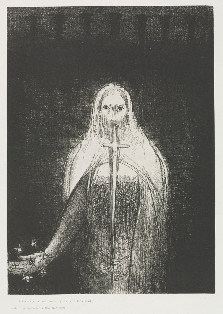 El Apocalipsis de San Juan: Y tenía en su mano derecha siete estrellas..., 1899 de Odilon Redon