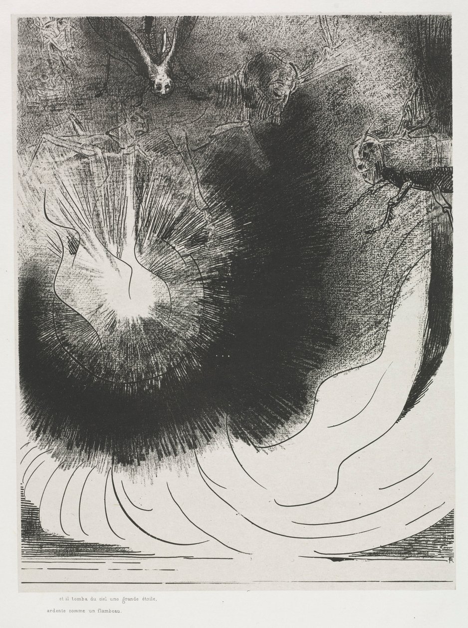 El Apocalipsis de San Juan: Y cayó una gran estrella del cielo, ardiendo..., 1899 de Odilon Redon