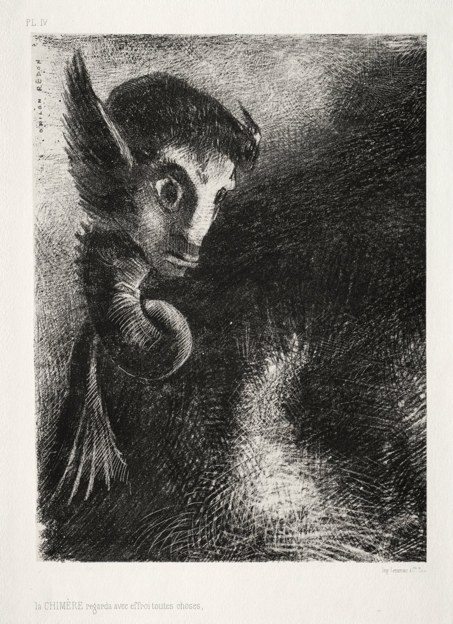 La Quimera Miraba Todo con Miedo de Odilon Redon