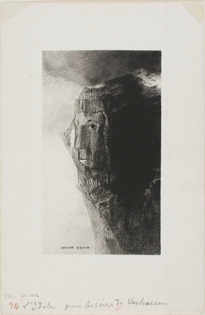El ídolo, frontispicio de Les Soirs de Emile Verhaeren de Odilon Redon