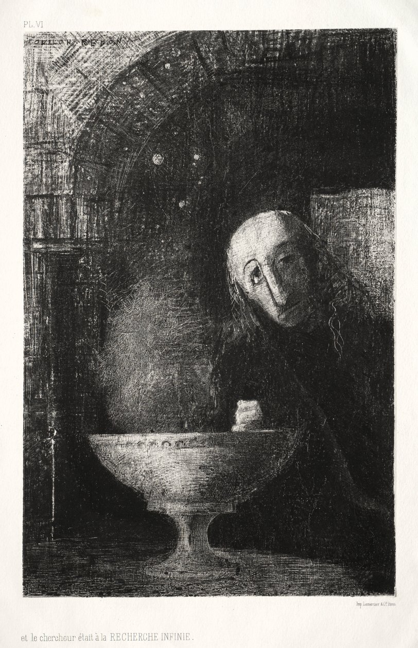 La noche: Y el buscador estaba comprometido en una búsqueda infinita, 1886 de Odilon Redon
