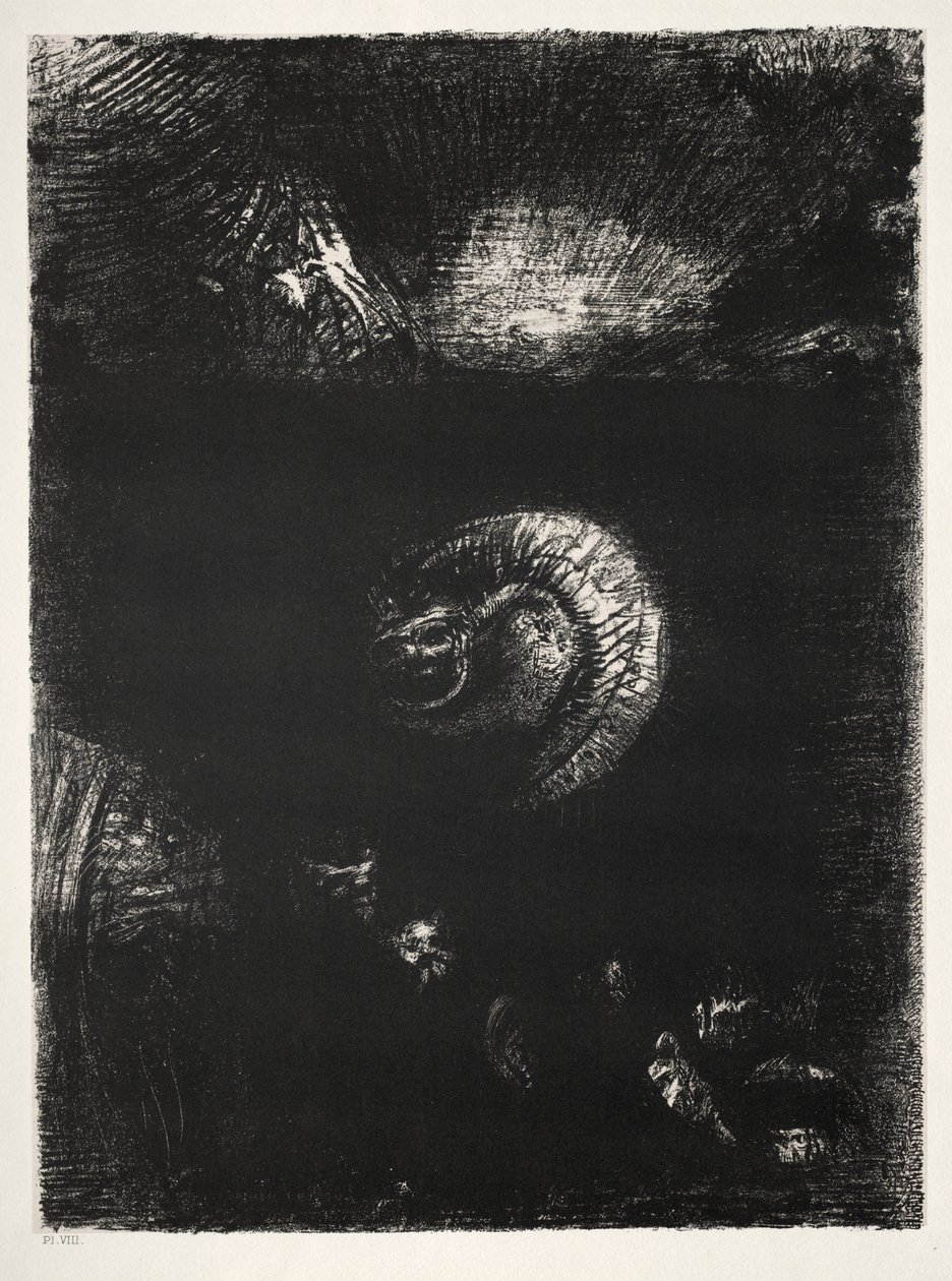 La tentación de San Antonio Primera Serie: Y todo tipo de criaturas espantosas surgen, 1888 de Odilon Redon