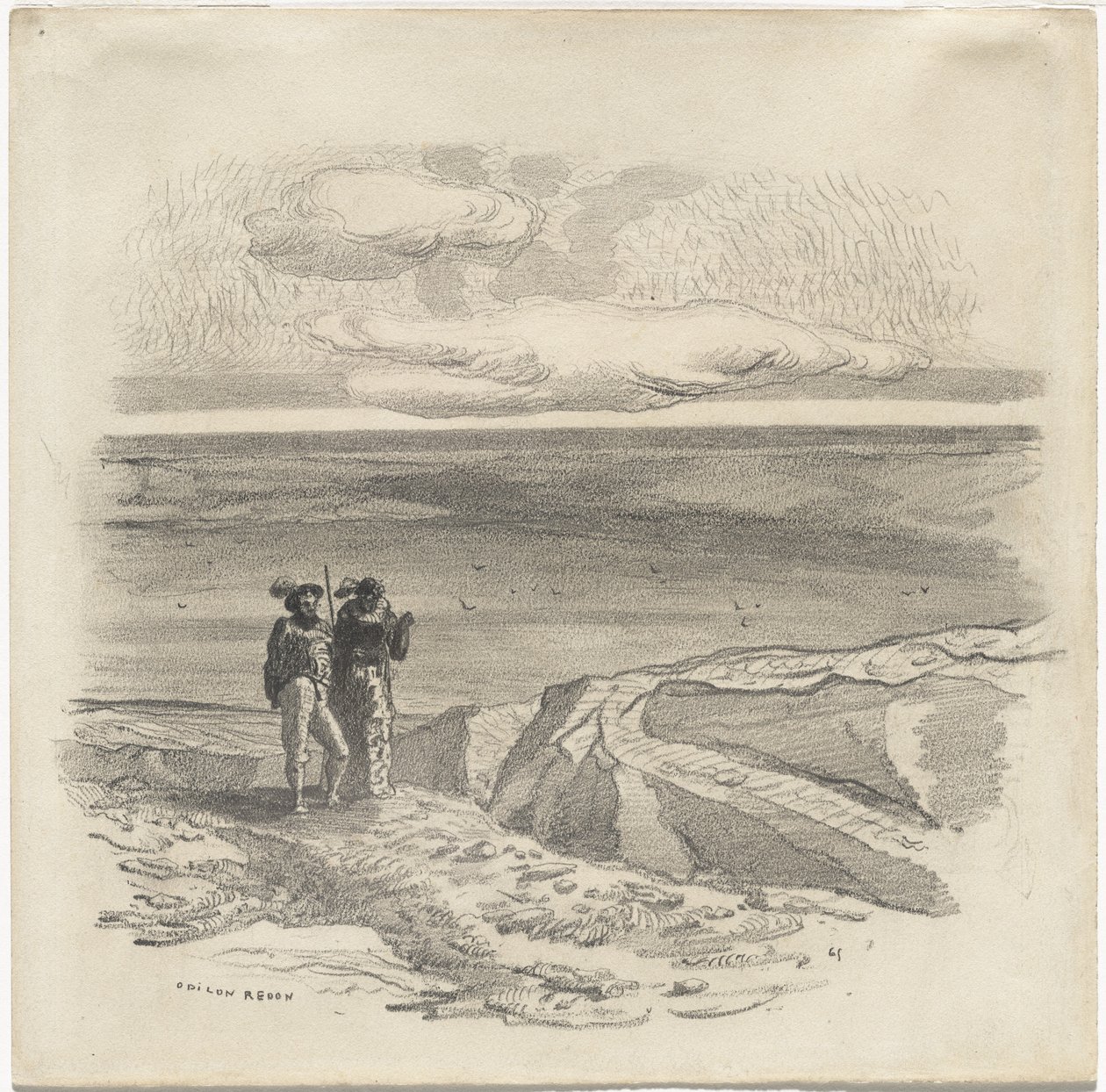 Dos figuras en un paisaje de Odilon Redon