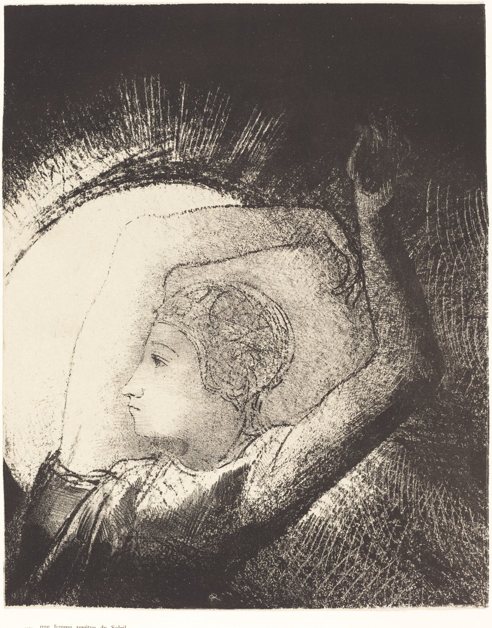 Una mujer vestida con el sol de Odilon Redon