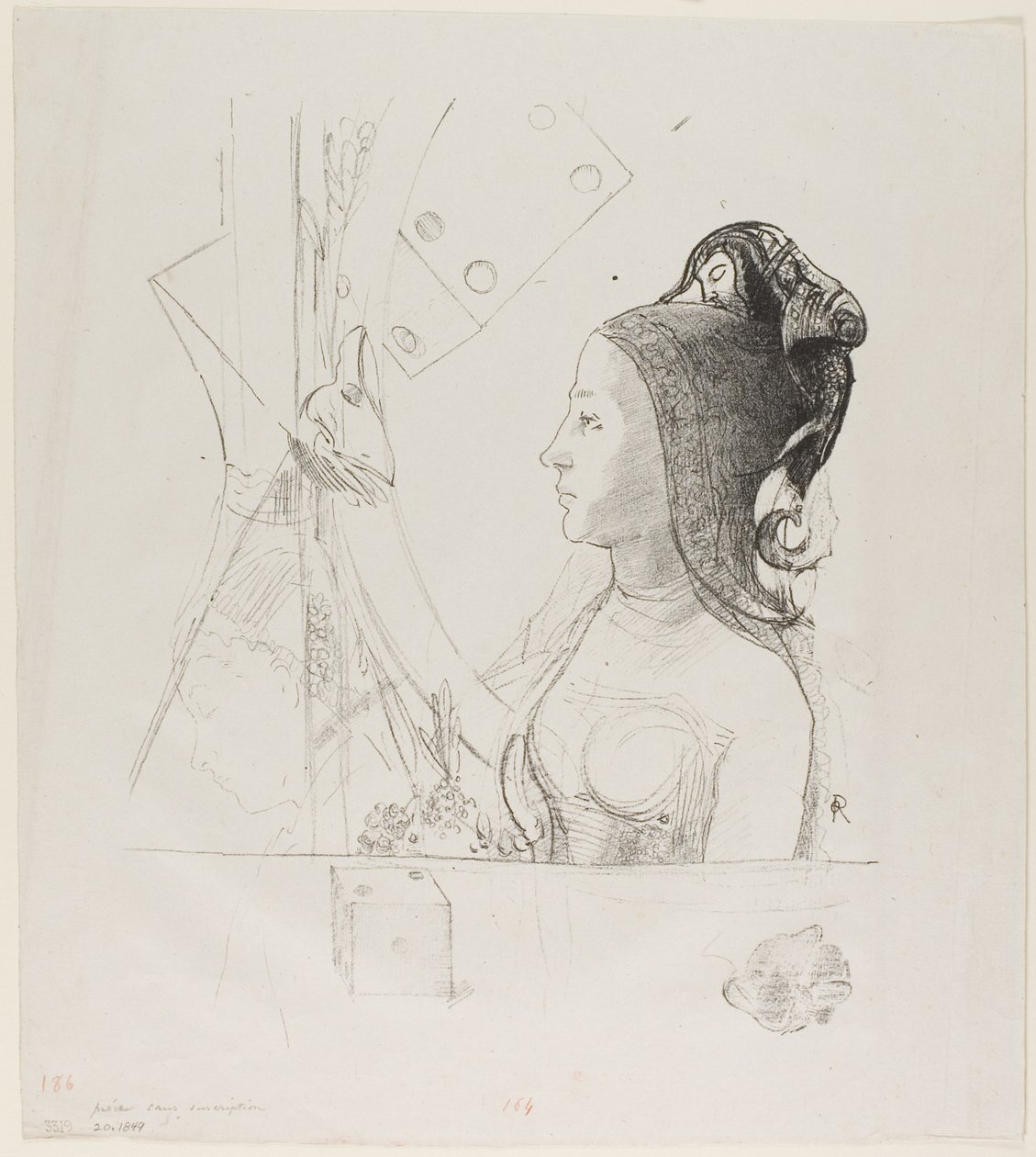 Litografía de prueba sin título de Odilon Redon