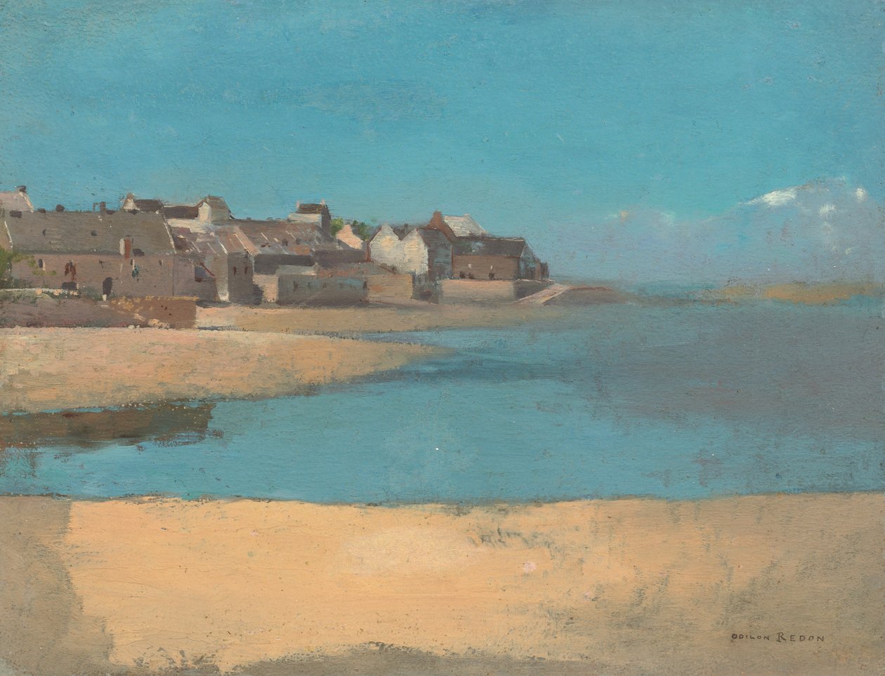 Pueblo junto al mar en Bretaña de Odilon Redon