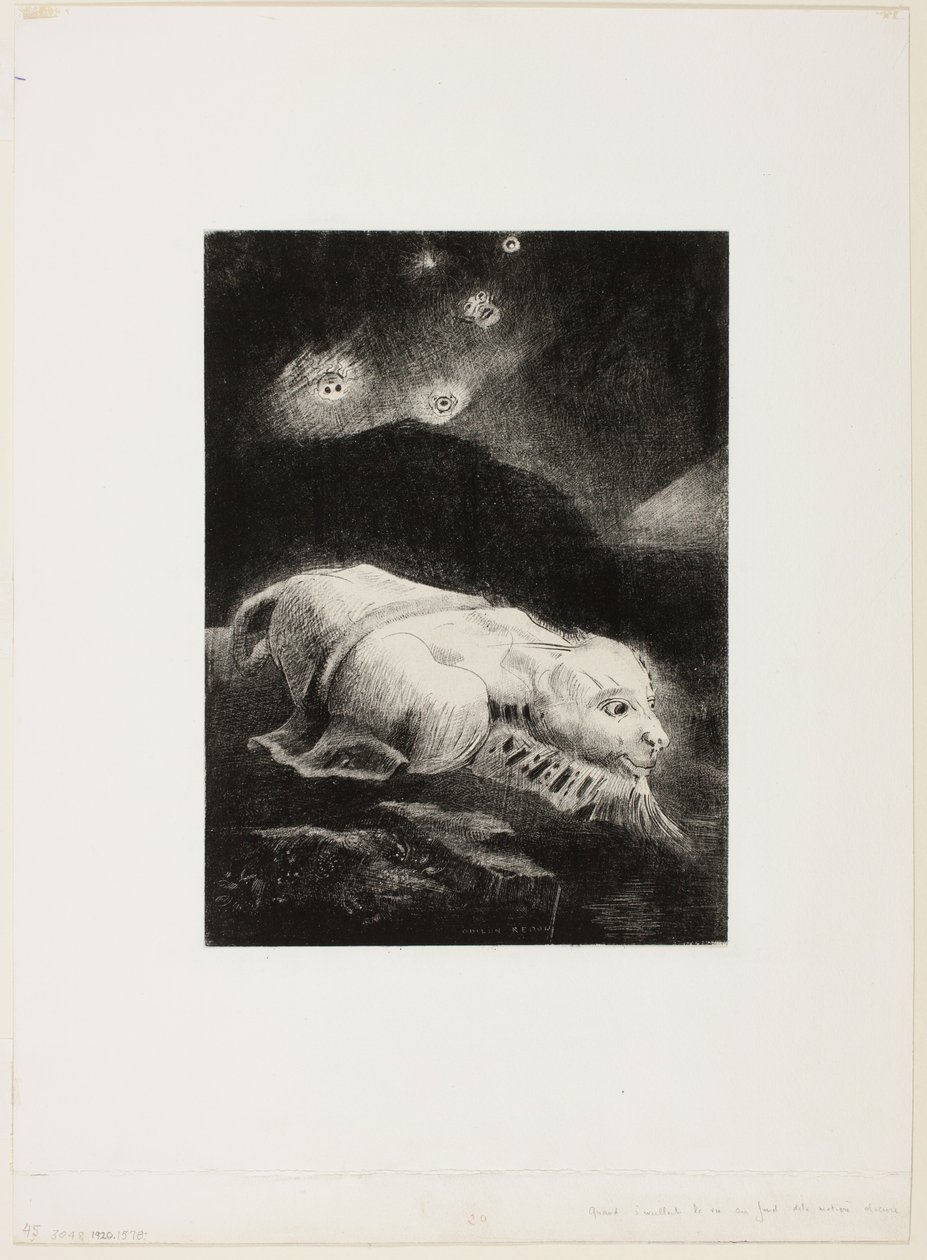 Cuando la vida despertaba en las profundidades de la materia oscura, lámina 1 de 8 de "Les Origines" de Odilon Redon