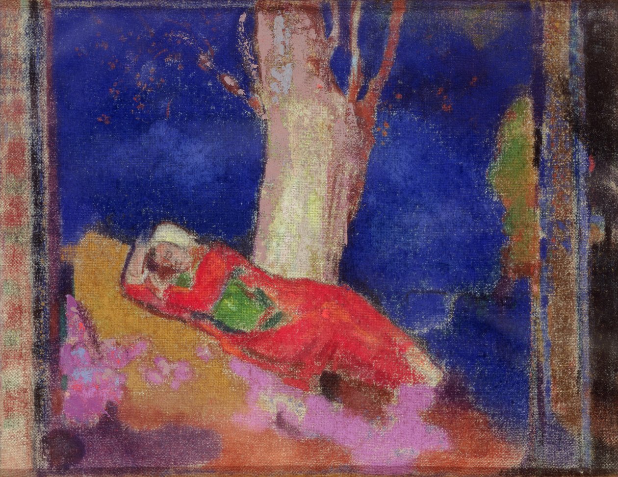 Mujer durmiendo bajo un árbol de Odilon Redon