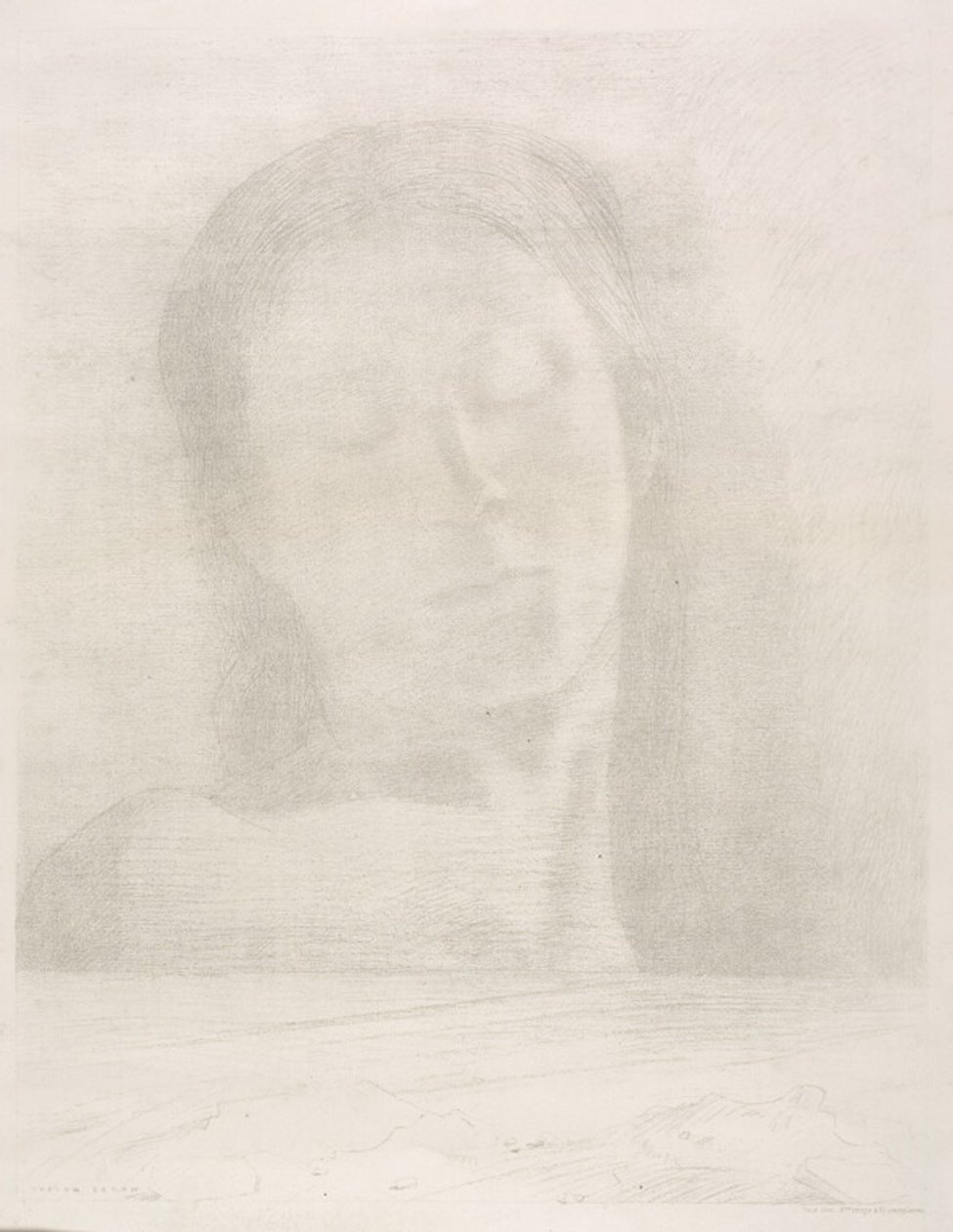 Ojos cerrados de Odilon Redon