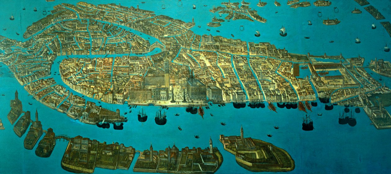 Plano de Venecia (acuarela sobre papel) de Odoardo Fialetti