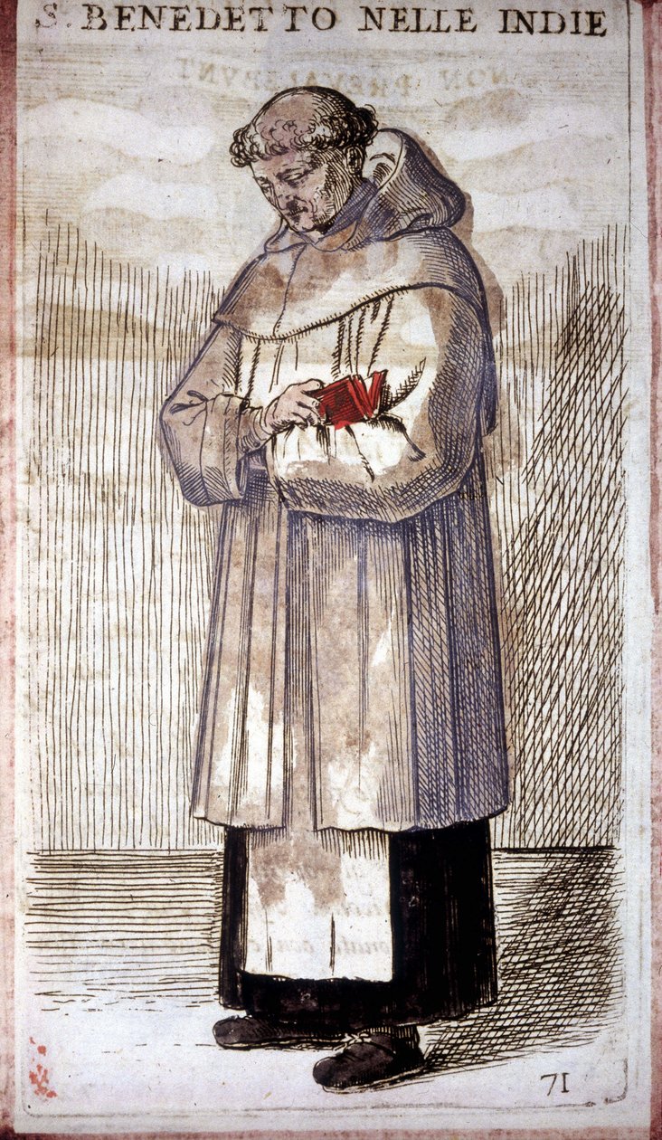 Orden religiosa: un monje benedictino. Grabado en O. Fialetti. Siglo XVI. de Odoardo Fialetti