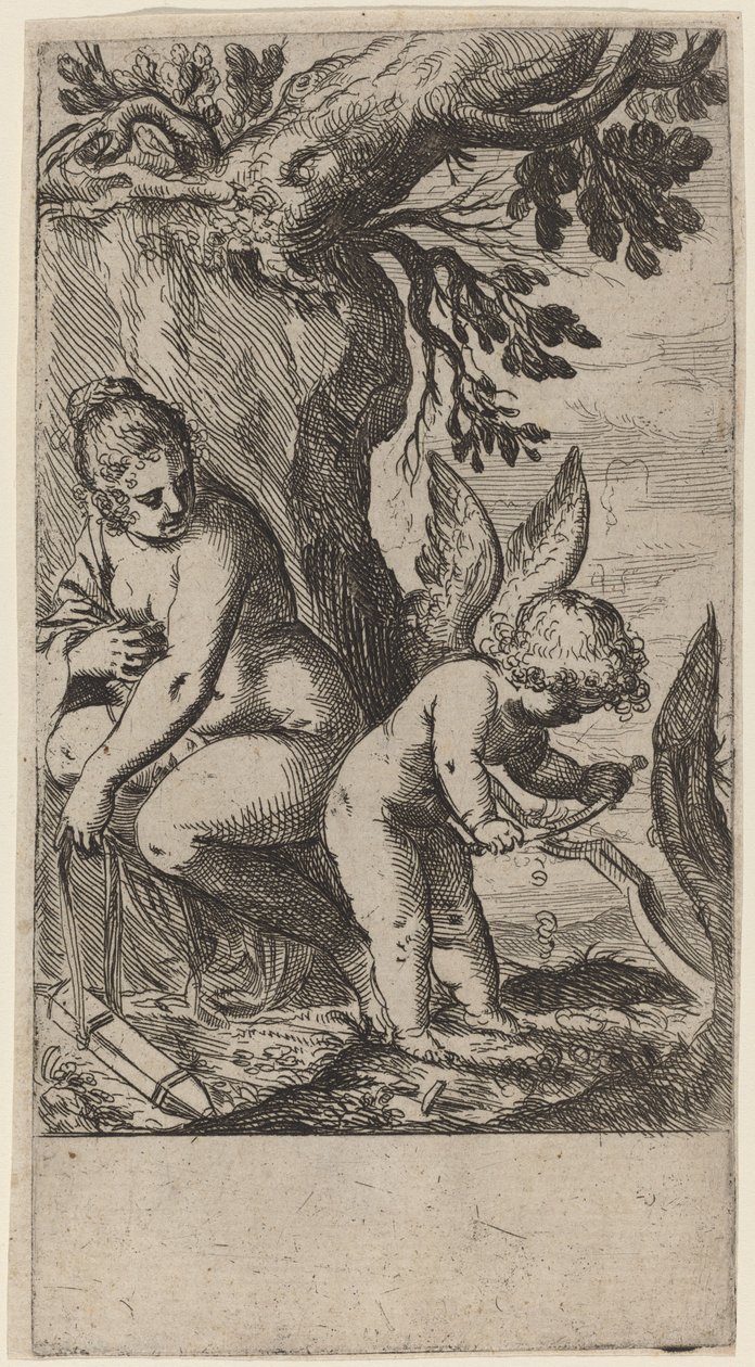 Venus con Cupido tallando su arco de Odoardo Fialetti