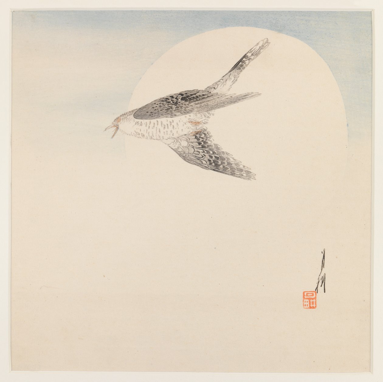 Ruiseñor volando por la luna, c.1890-1910 de Ogata Gekko