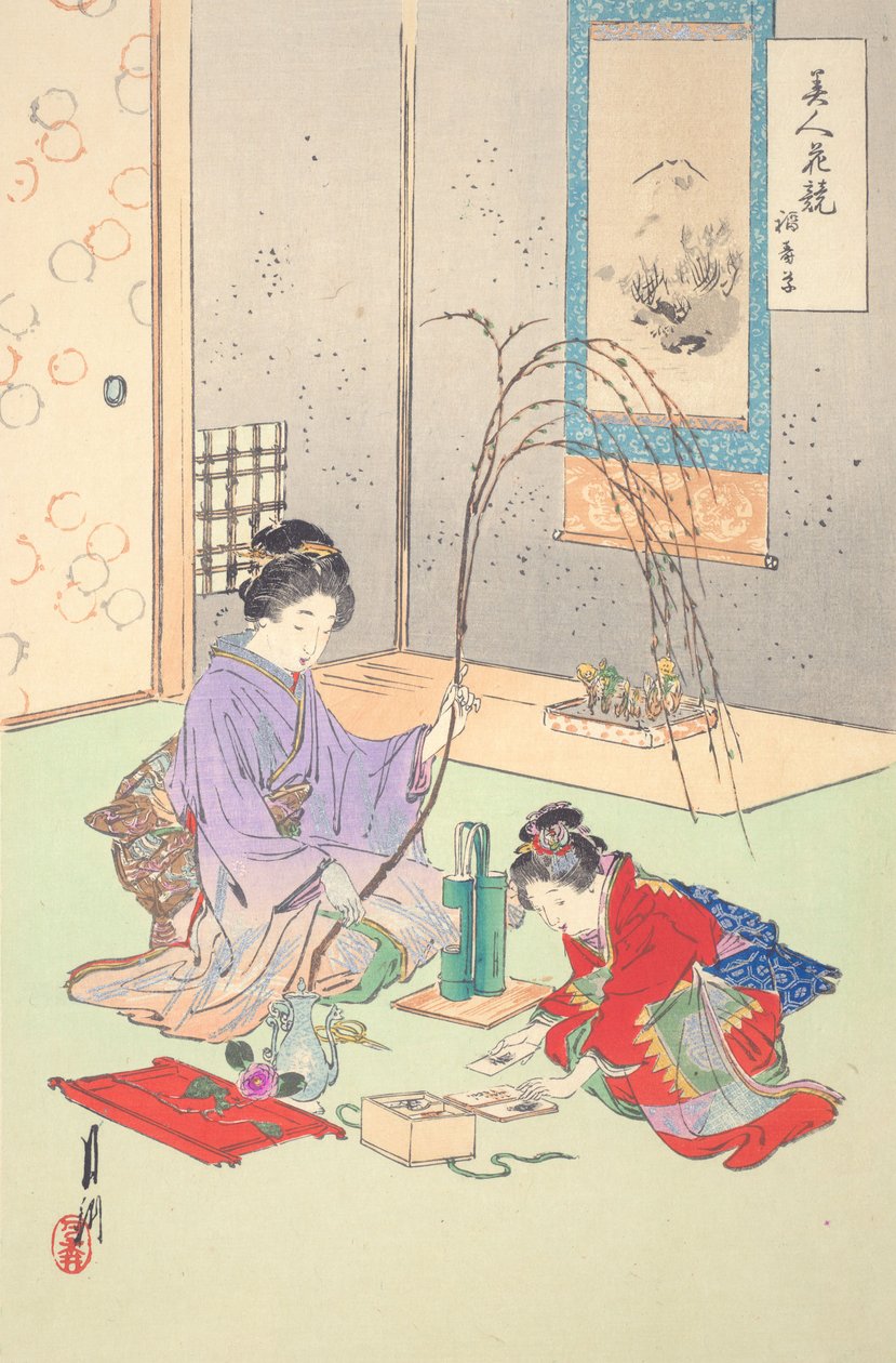Adonis amurensis: concurso floral de mujeres hermosas de Ogata Gekko