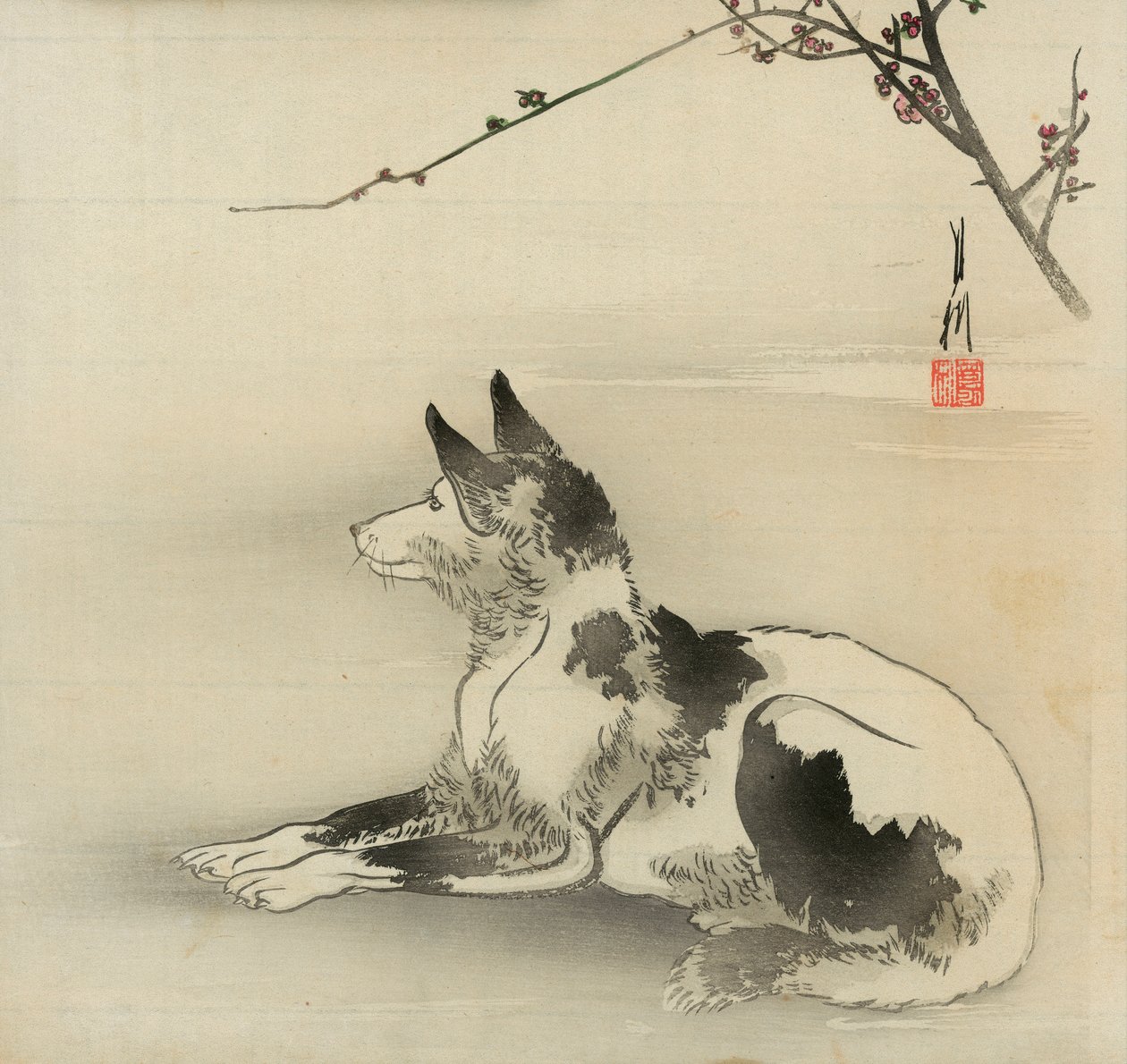 Perro blanco y negro de Ogata Gekko