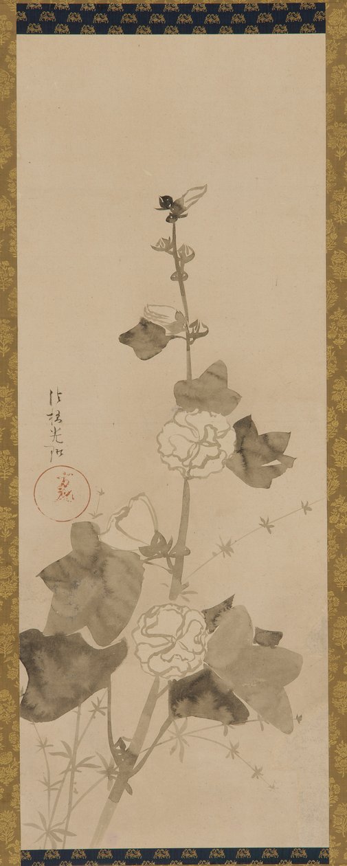 Malvarrosas, período Edo, finales del siglo XVII-principios del siglo XVIII de Ogata Korin