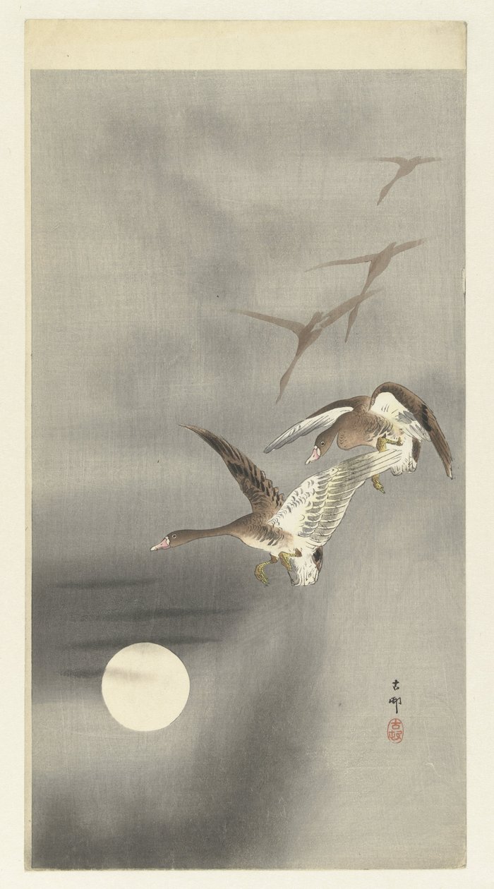 Gansos en vuelo de Ohara Koson