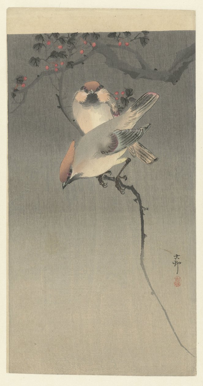 Waxwings de Ohara Koson