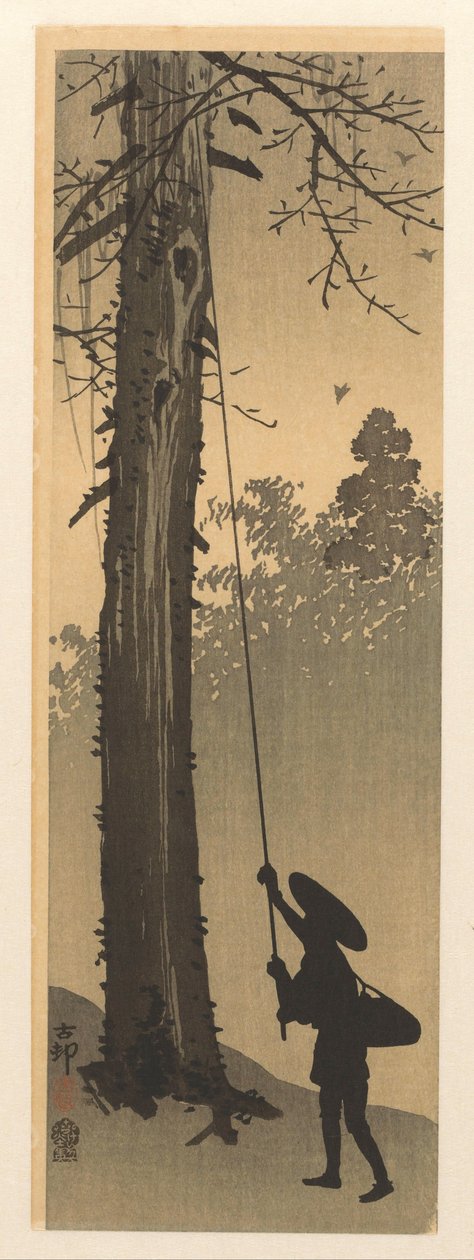 ladrón de nidos de pájaros de Ohara Koson