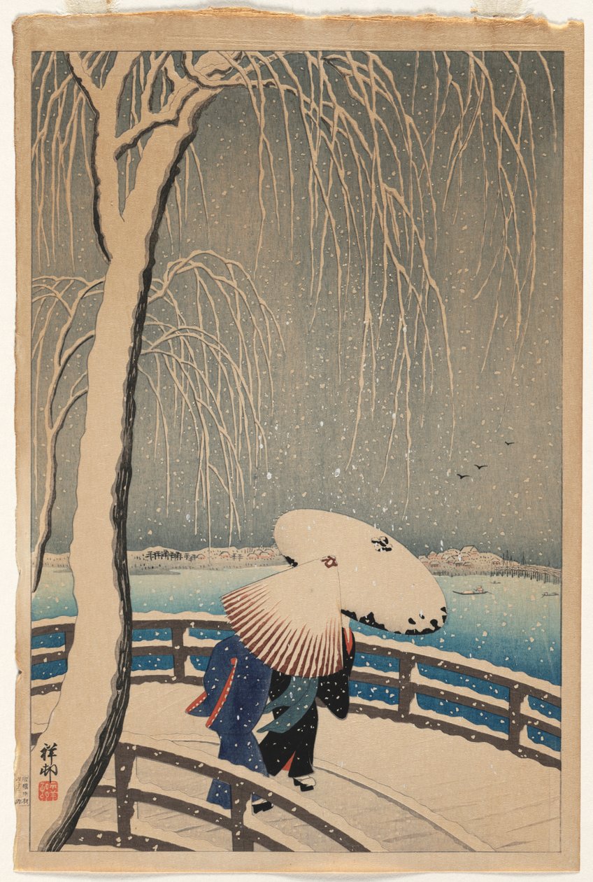 Umbrellas in Snow de Ohara Shoson