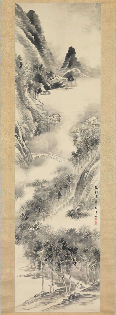 Amanecer Nebuloso en la Orilla del Mar, siglo XIX de Okada Hanko