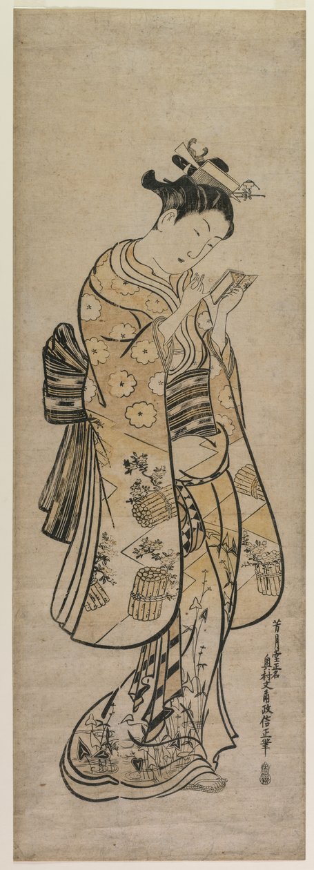 Una belleza con un espejo de Okumura Masanobu