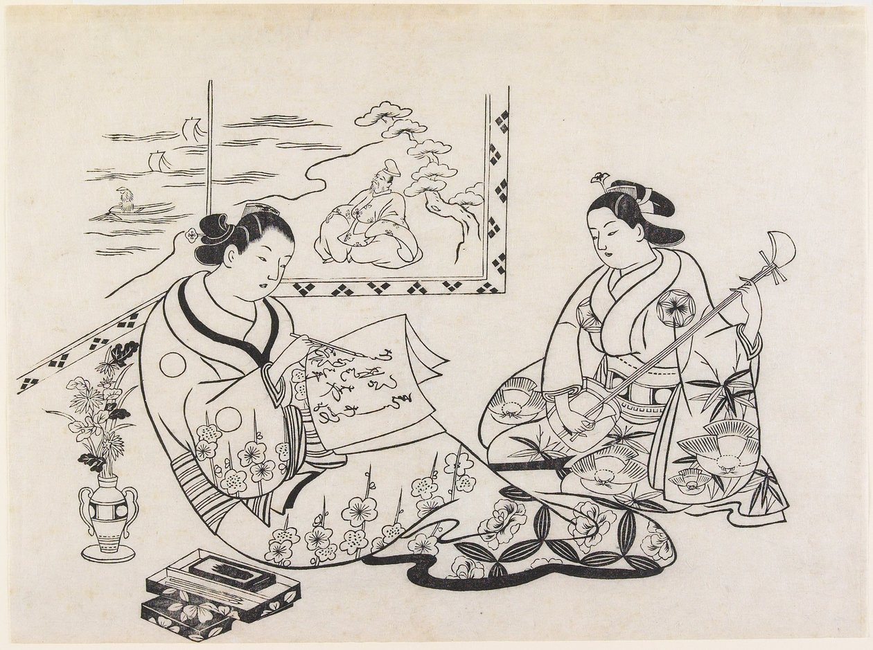 Mitate de Matsukaze y Murasame de Okumura Masanobu