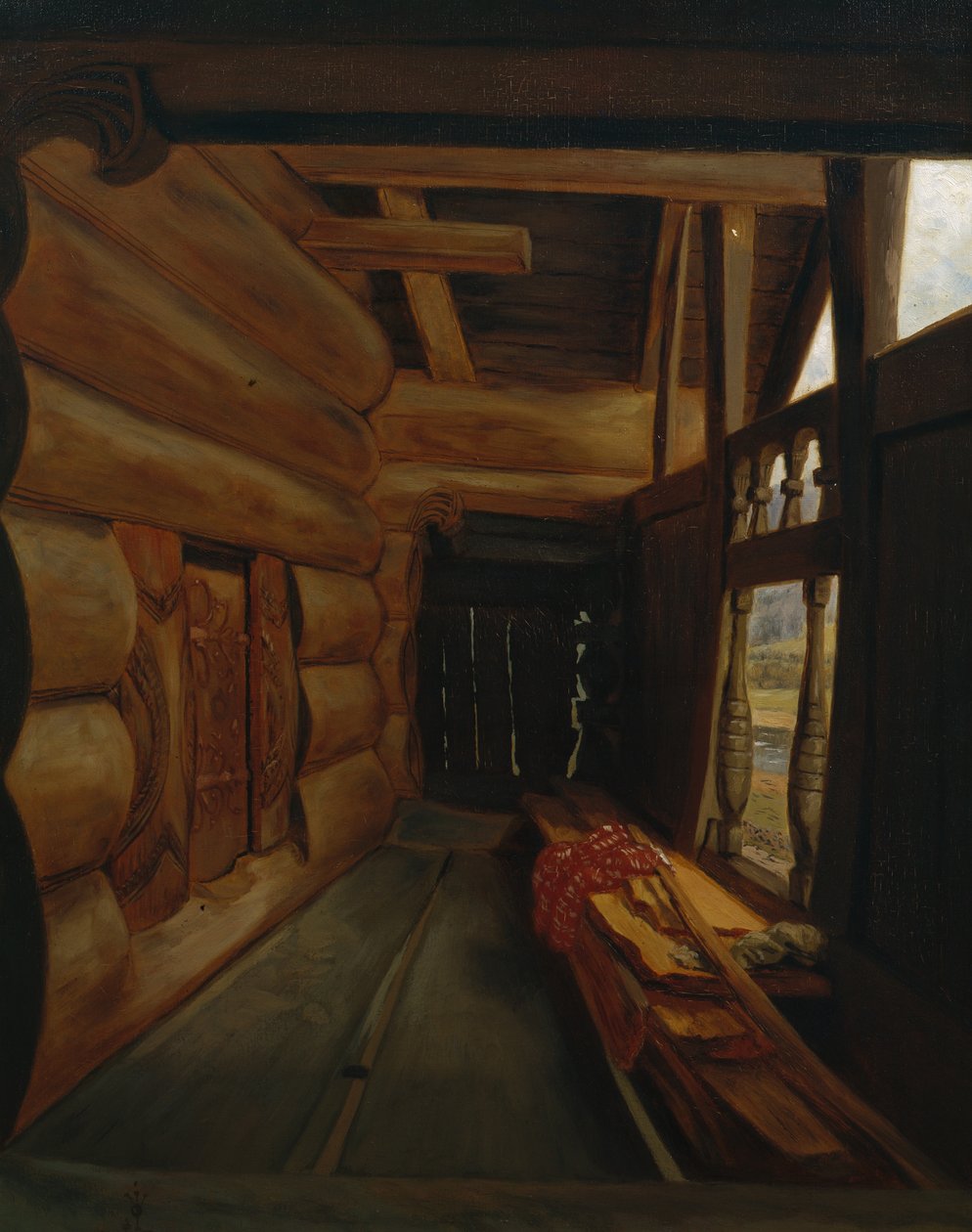 Setesdal Interior (óleo sobre lienzo) de Olaf Isaachsen
