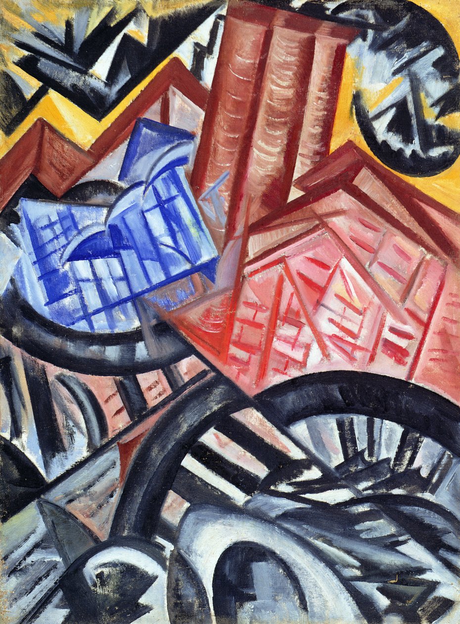 La fábrica y el puente, 1913 de Olga Rozanova