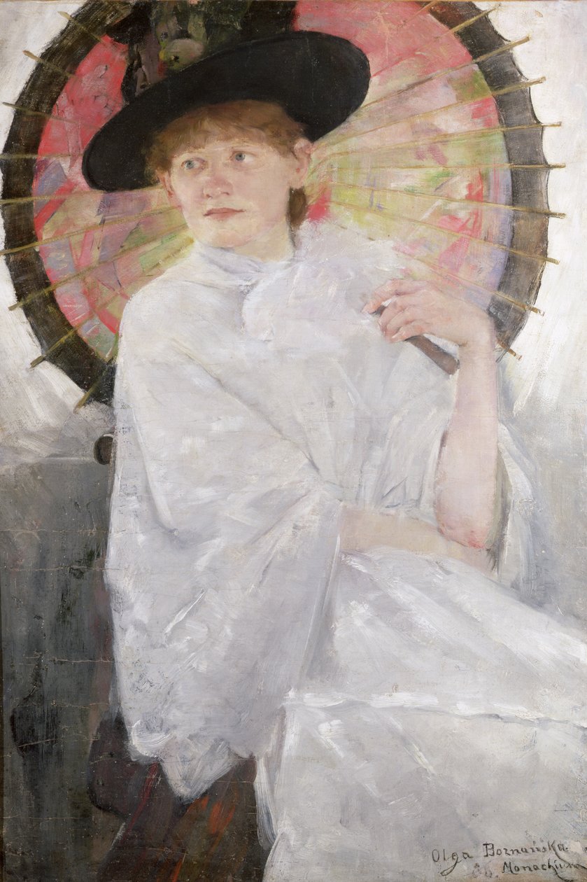 Retrato de una Dama con un Parasol Japonés de Olga Boznanska