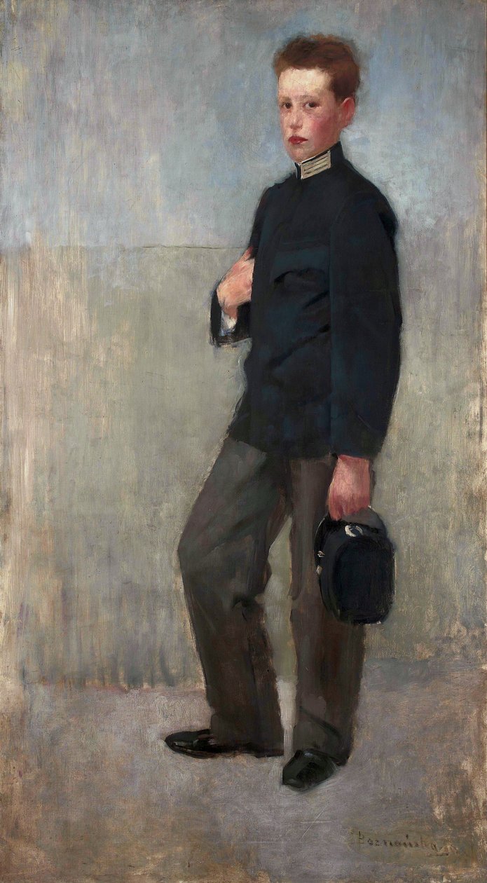 Retrato de un niño en uniforme de escuela secundaria de Olga Boznanska
