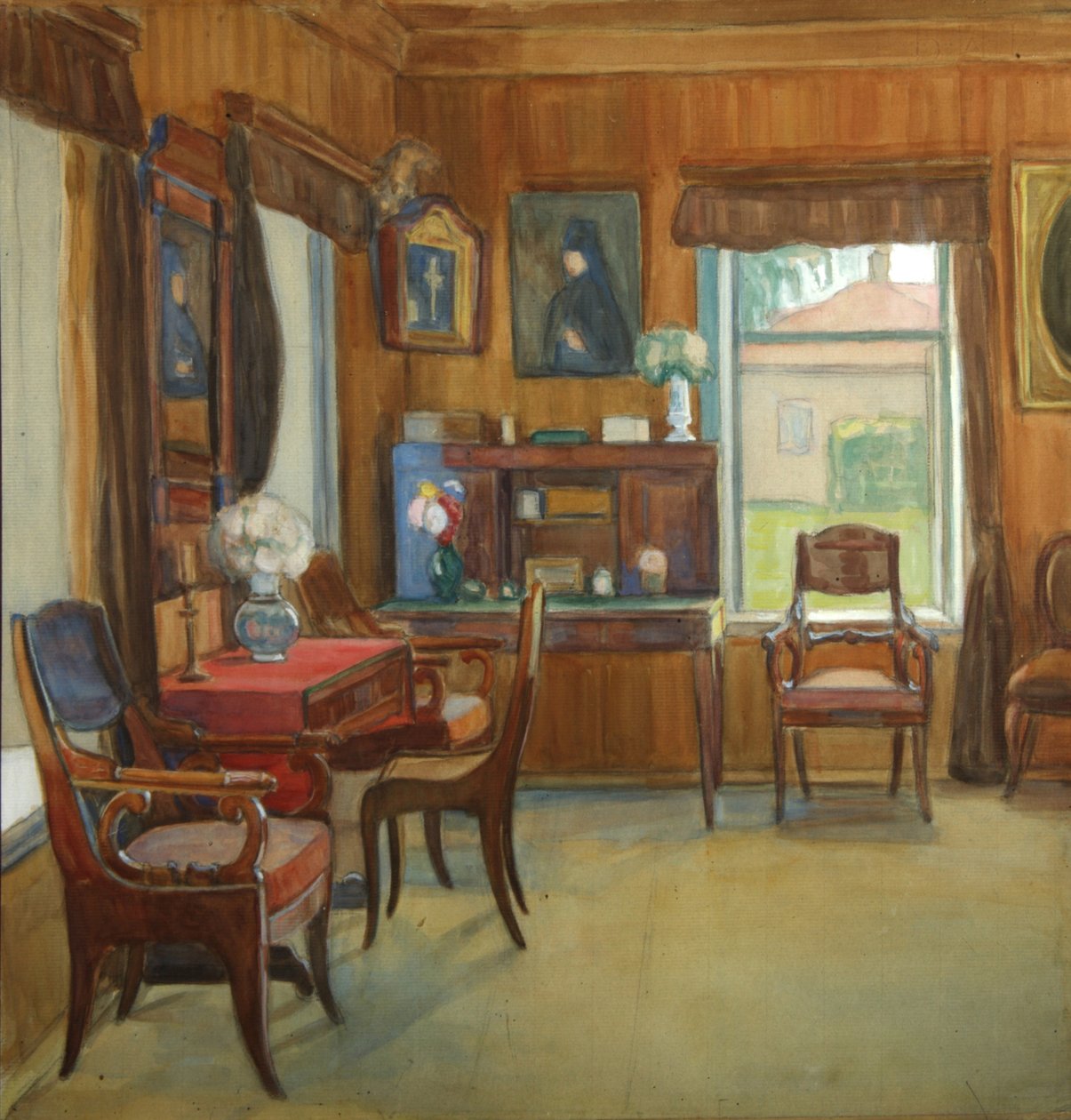 Interior de la Casa en el Pueblo de Chegodayevo, 1900s de Olga Nikolayevna Korovina