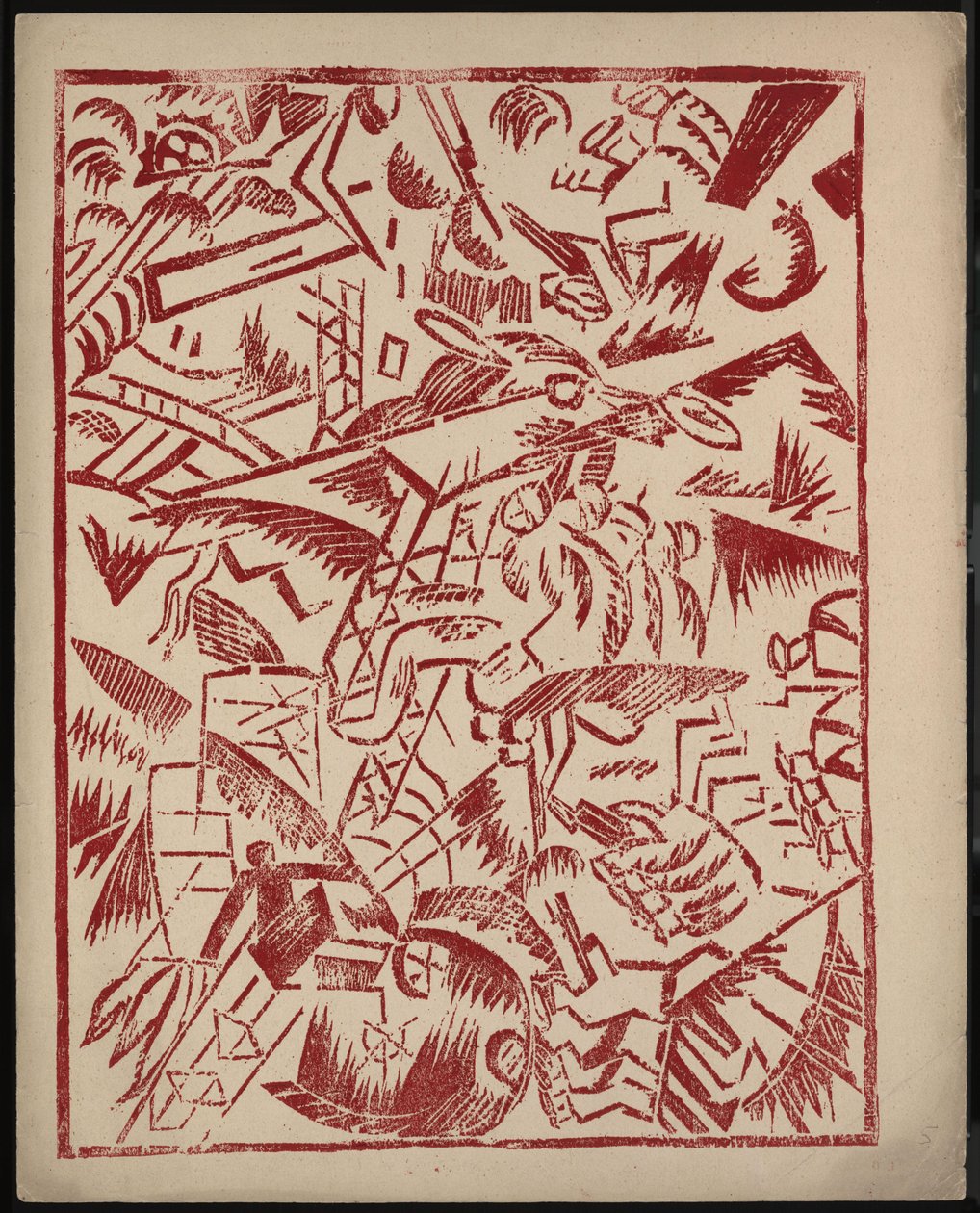 Ilustración para el libro La Guerra de Aleksey Kruchenykh, 1916 de Olga Rozanova