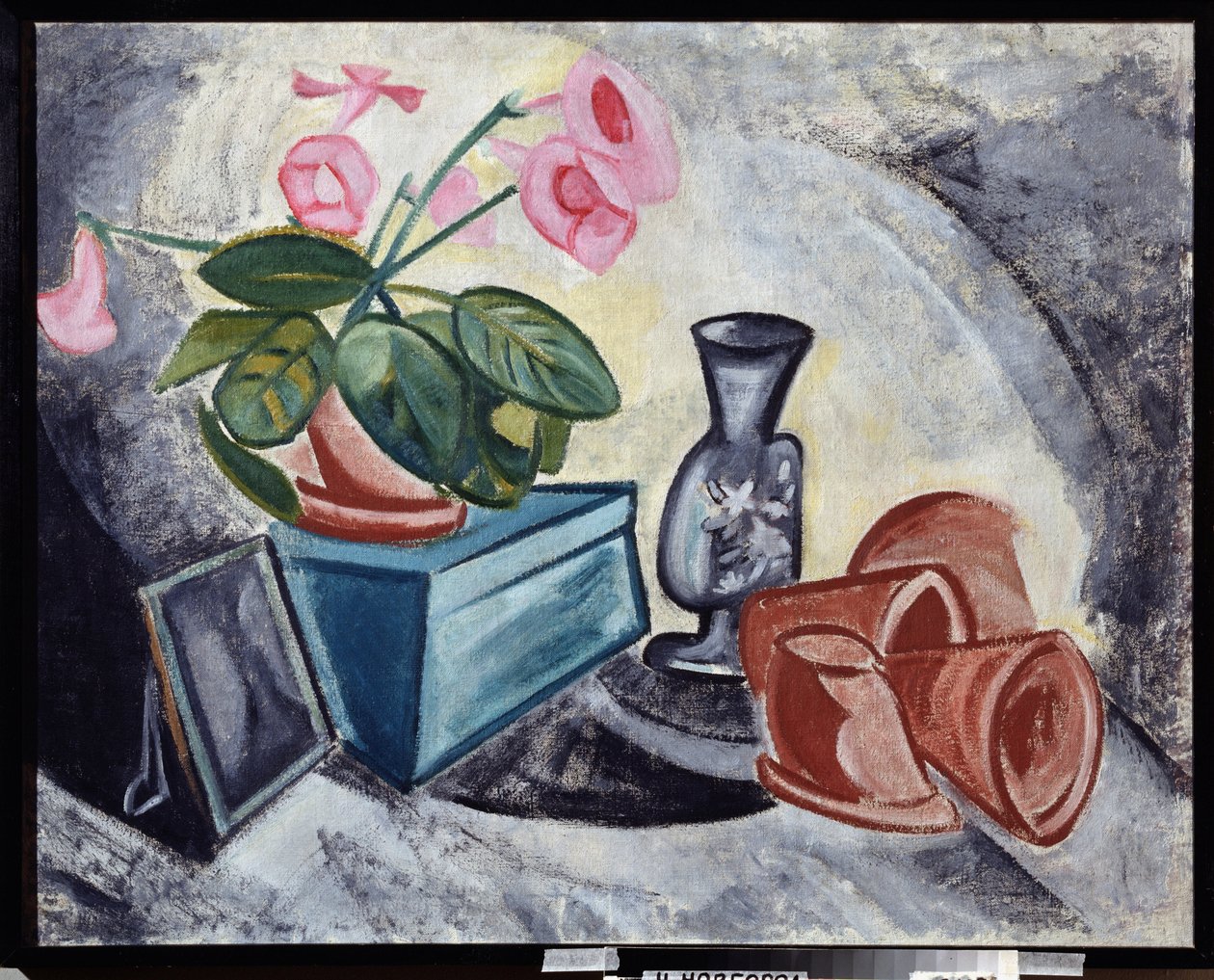 Naturaleza muerta con flores rosas. Pintura de Olga Vladimirovna Rozanova (1886-1918), óleo sobre lienzo de Olga Wladimirowna  Rosanowa