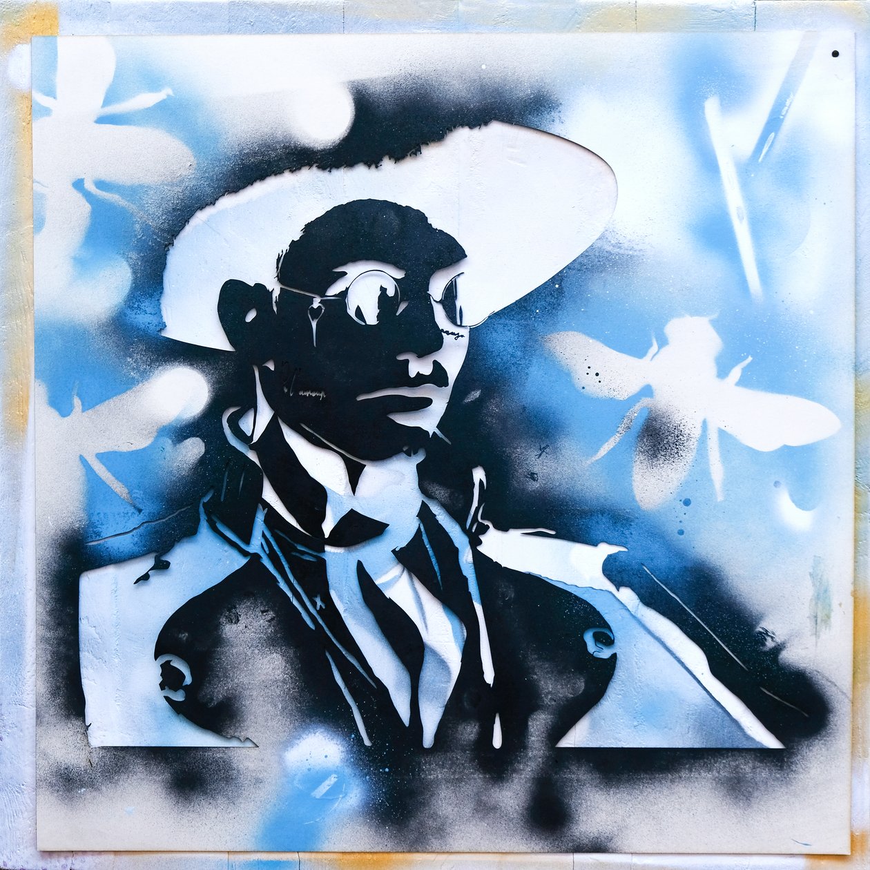 Stencil , 2019 (técnica mixta sobre cartón y madera) de Olivia Gozzano