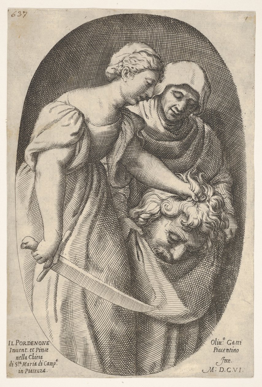 Judith con la cabeza de Holofernes en su mano izquierda y una espada en su mano derecha, 1606 de Oliviero Gatti