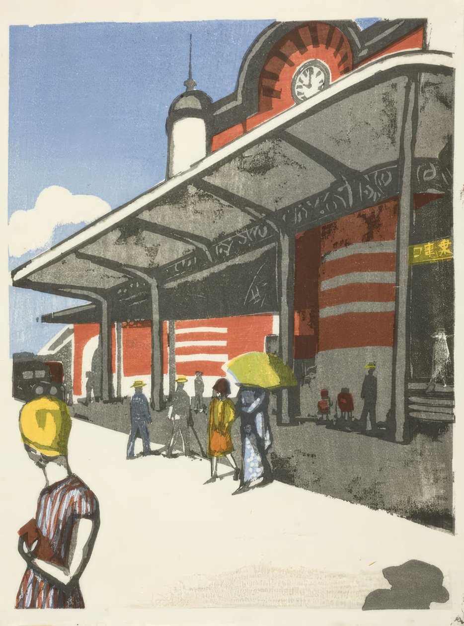 Estación de Tokio, de la serie «Recuerdos de Tokio (Tokyo kaiko zue)». de Onchi Kôshirô