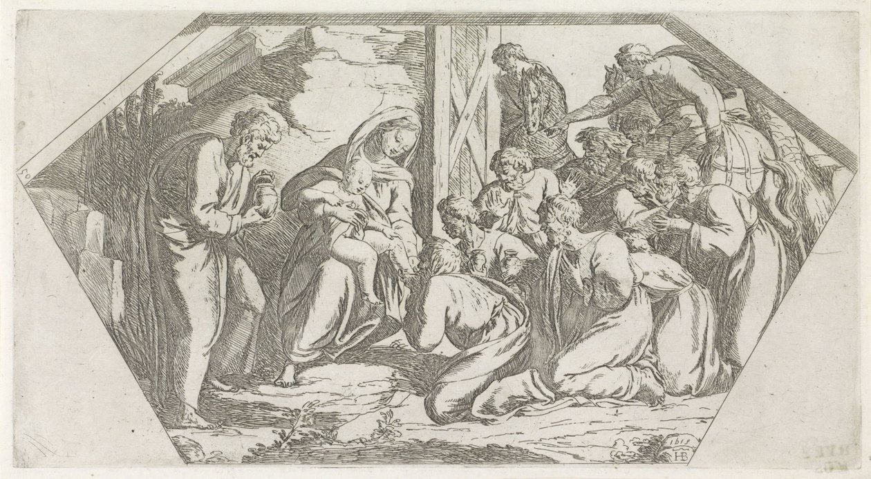 Adoración de los Reyes Pinturas en la Logia de Rafael (título de la serie) de Orazio Borgianni