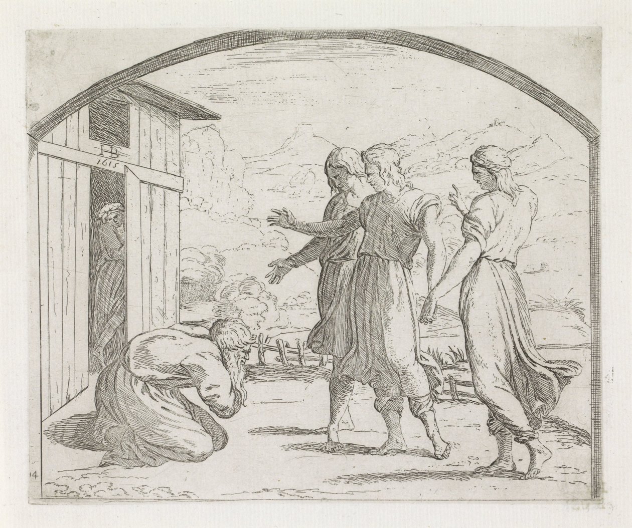 Abraham y los tres ángeles Pinturas en la Logia de Rafael (título de la serie) de Orazio Borgianni