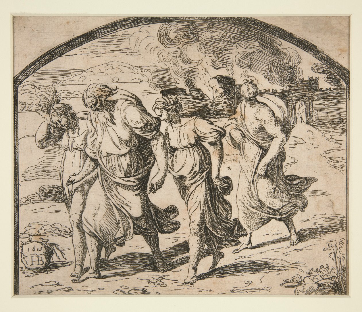 Lot y su familia huyendo de Sodoma de Orazio Borgianni