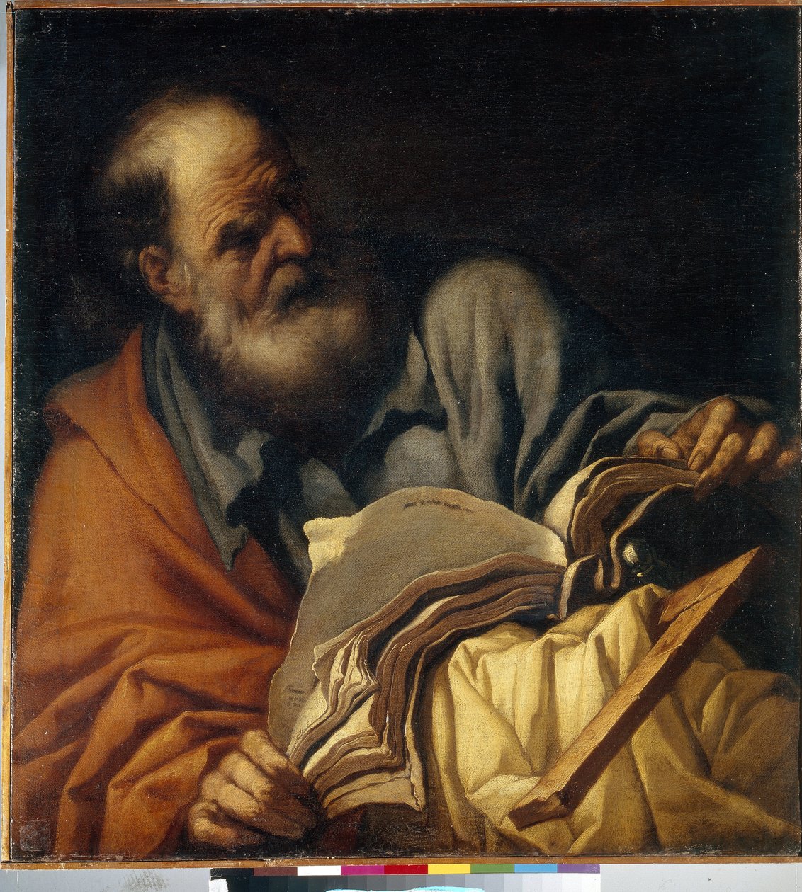 Santo Tomás, apóstol. (Santo Tomás Apóstol). Pintura de Orazio Borgianni (1578-1616), óleo sobre lienzo, arte italiano (Roma) de Orazio Borgianni