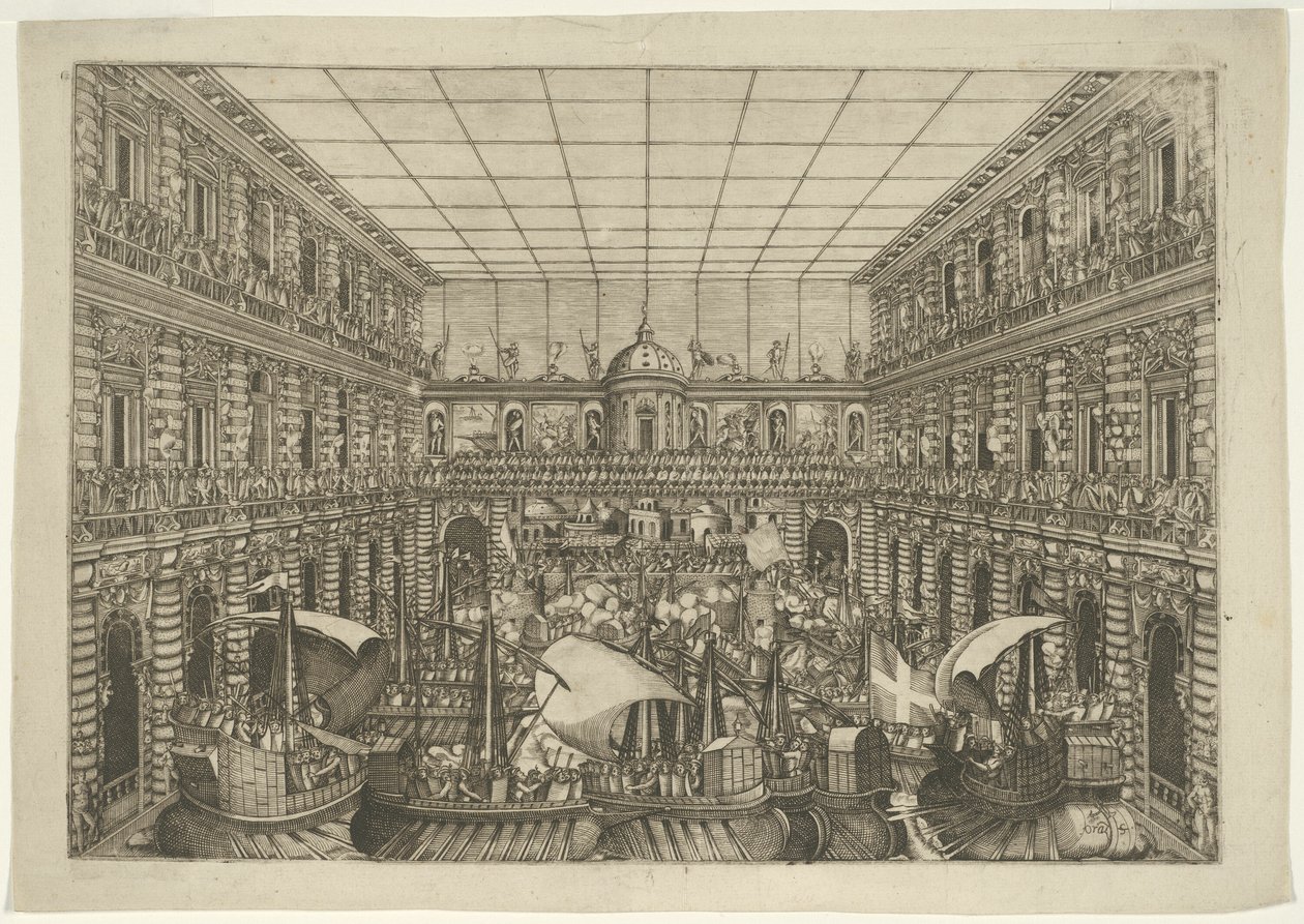 Naumaquia en el patio del Palazzo Pitti de Orazio Scarabelli