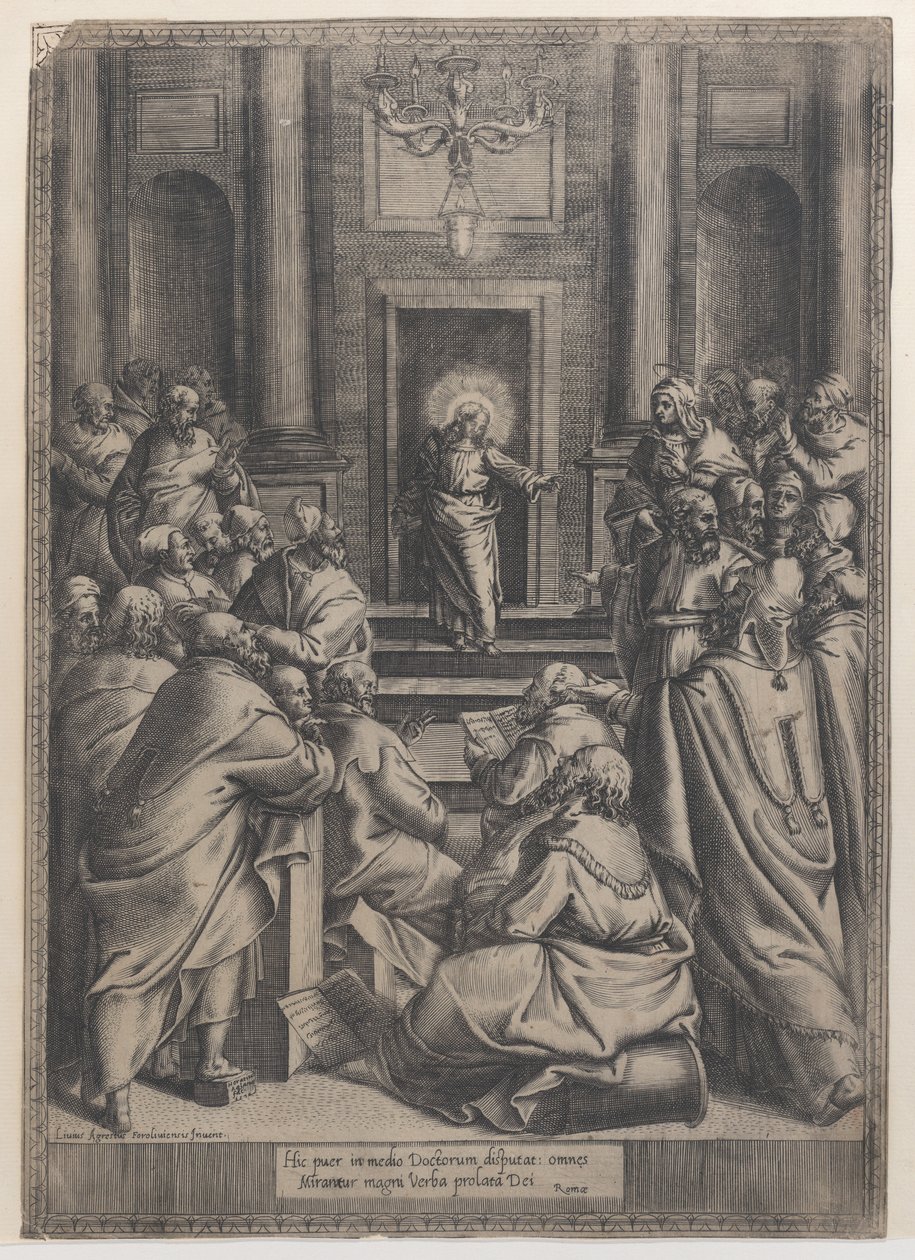 Cristo disputando en el templo, 1568-77 de Orazio de Sanctis